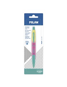 Milan Compact Sunset Blister Avec 1 Stylo à bille de Bola Retractil - Encre Bleu - Pointe Ronde 1mm - Couleurs assorties