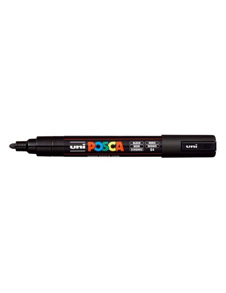 Posca PC-5M Marqueur de Pintura - Pointe de Bala 1.8-2.5mm - Encre Base al Eau - Résistant à la Luz - Couleur Noir