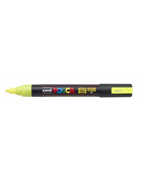 Posca PC-5M Marqueur de Pintura - Pointe de Bala 1.8-2.5mm - Encre Base al Eau - Résistant à la Luz - No Permanent - Couleur Jau
