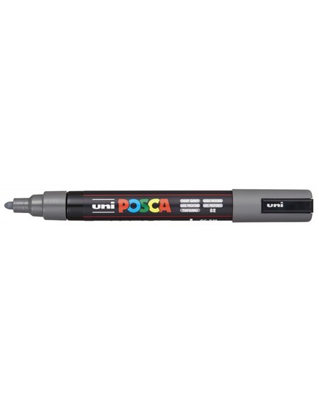 Posca PC-5M Marqueur de Pintura - Pointe de Bala 1.8-2.5mm - Encre Base al Eau - Résistant à la Luz - Couleur Gris Profundo
