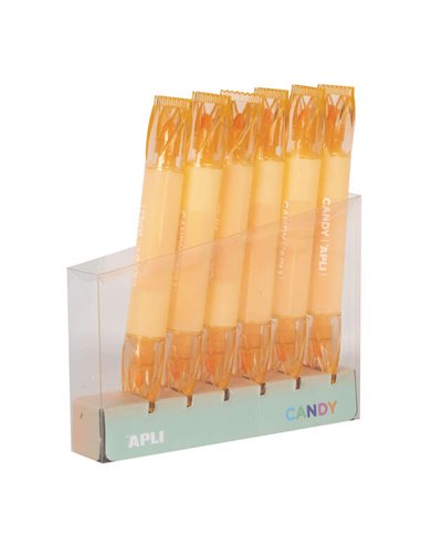 Apli Caramelo Pack de 6 Marcadores Double Pointe 5mm Plana et 2mm Ronde - Idéal Pour Agendas, Libretas et Calendarios - Couleur 
