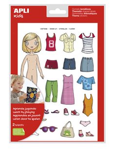 Apli Sac de Gomets Tematicos Vestirse Niña - 37 Gomets - Adhésif Removible - Desarrollados Avec Educadores - Normas EN-71 et FSC