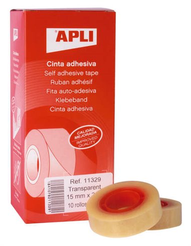 Apli Ruban Adhesiva Transparent 15mm x 33m - Résistant à l'eau et à la Intemperie - Facile de Cortar Avec les Manos - Idéal Pour