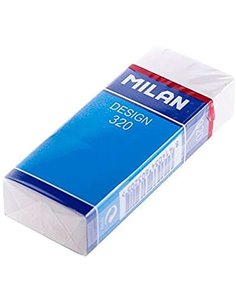 Milan Nata 320 Goma de Borrar Rectangulaire - Plastico - Faja de Carton Bleu - Envuelta Individualmente - Couleur Blanc