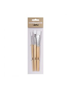Apli Pack de 3 de Pinceles de Bois Pour Manualidades - Cerdas de Nylon - Puntas Ronde et Plana - Idéal Pour Papeles Cut&Patch
