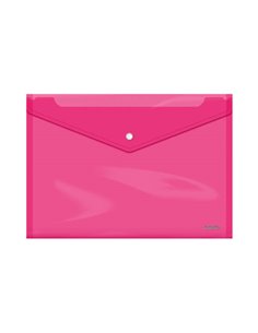 Dohe Sobre Portadocumentos Folio+ - Fermeture de Broche - Polipropileno Cristal Transparent 150 Micras - Couleur Rose