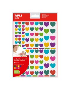 Apli Pack de 624 Gomets Avec Forma de Corazon Adhésif Removible - Ideales Pour Escuelas Infantiles - Desarrollo de Habilidades e