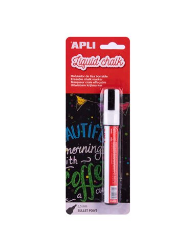 Apli Feutre de Tiza Liquida - Pointe Ronde de 5.5mm - Facile de Borrar Avec Paño Humedo - Séchage rapide et Usage Sencillo - Bas