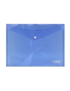 Ingraf Sobre Portadocumentos A4 - Fermeture de Broche - Polipropileno Cristal Transparent - Couleur Bleu