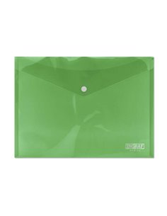 Ingraf Sobre Portadocumentos A4 - Fermeture de Broche - Polipropileno Cristal Transparent - Couleur Vert