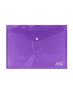 Ingraf Sobre Portadocumentos A4 - Fermeture de Broche - Polipropileno Cristal Transparent - Couleur Lila