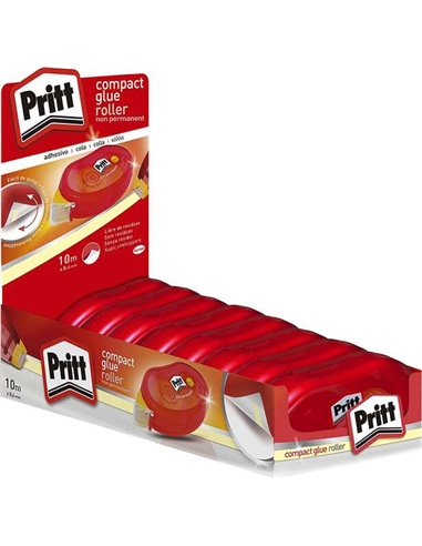 Pritt Compact Roller Adhésif Removible 8.4mm x 10m - Aplicacion Limpia - Preciso et Reciclable