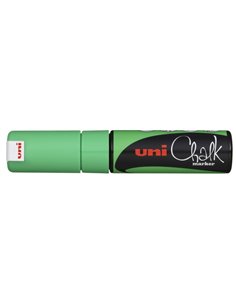 Uni-ball PWE-8K Marqueur de Tiza Liquida - Pointe Biselada 8mm - Borrado en Humedo - Résistant à la Lluvia - Couleur Vert