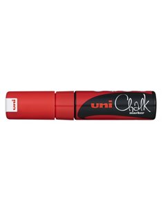 Uni-ball PWE-8K Marqueur de Tiza Liquida - Pointe Biselada 8mm - Borrado en Humedo - Résistant à la Lluvia - Couleur Rouge