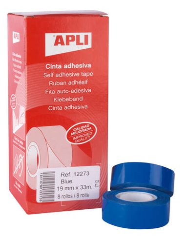 Apli Ruban Adhesiva Bleu 19mm x 33m - Résistant à l'eau et à la Intemperie - Facile de Cortar Avec les Manos - Idéal Pour Manual