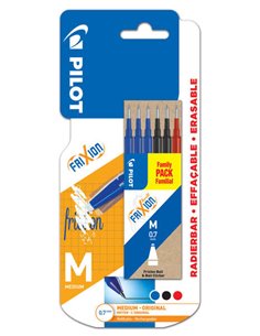 Pilot Pack de 6 Recambios Pour Frixion Ball et Frixion Clicker - Pointe de Bola Ronde 0.7mm - Trait 0.4mm - Couleurs: 3x Bleu, 2