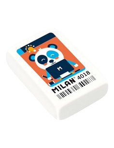 Milan 4018 Goma de Borrar Rectangulaire - Miga de Pan - Caucho Sintetico - Couleur Blanc - Dibujos Assortis
