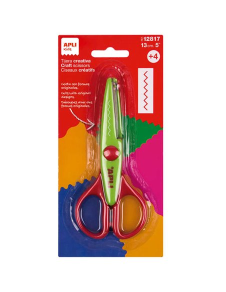 Apli Kids Zigzag Tijera de Acier Inoxydable 13cm - Realiza le Corte en Forma de Zigzag - Pointe Redondeada - Usage Ambidiestro -