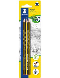 Staedtler Noris 183 Pack de 3 Lapices de Grafito Triangulares - Mina 2HB - Resistencia à la Rotura