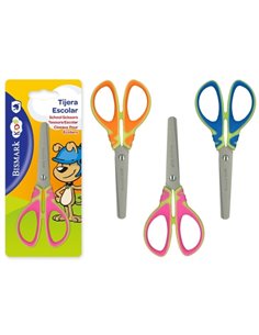 Bismark Kids Basic Tijera Scolaire - Mangos en Plastico - Pointe Roma - 3 Diseños Assortis