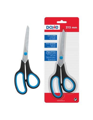 Dohe Ciseaux de Acier Inoxydable - Puntas Redondeadas - Mango Ergonomique de Plastico et Caucho - Blister Individual