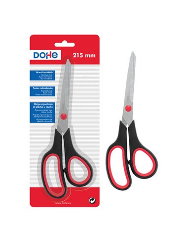 Dohe Ciseaux de Acier Inoxydable - Puntas Redondeadas - Mango Ergonomique de Plastico et Caucho - Blister Individual