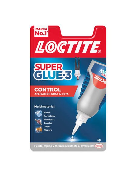 Loctite Superglue-3 Control 3gr - Adhésif Extrafuerte - Résistant à l'eau - Transparent et Durable