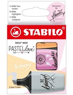 Stabilo Boss Mini Pastellove Pack de 3 Marcadores Fluorescentes - Trait entre 2 et 5mm - Encre Avec Base de Eau - Antisecado - C