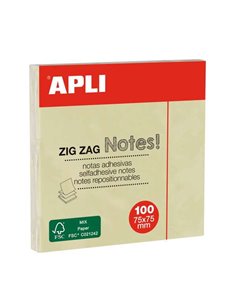 Apli Classic Bloc de 100 Notas Adhesivas Zigzag 75 x 75 mm - Couleur Jaune
