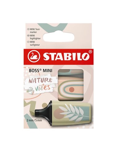 Stabilo Boss Mini Naturevibes Pack de 3 Marcadores Fluorescentes - Trait entre 2 et 5mm - Encre Avec Base de Eau - Antisecado - 