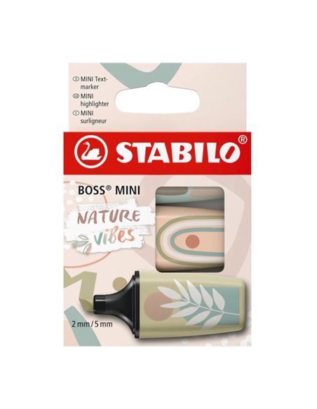 Stabilo Boss Mini Naturevibes Pack de 3 Marcadores Fluorescentes - Trait entre 2 et 5mm - Encre Avec Base de Eau - Antisecado - 