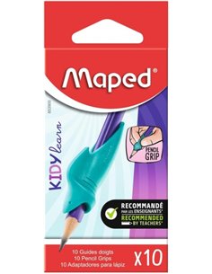Maped Kidy Lern Pack de 10 Guias de Crayon Pour Dedos - Modelo Tiburon - Guia Amovible - Adaptée Pour la Mayoria de Lapices - Po