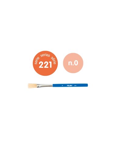 Milan 221 Pack de 10 Pinceles Planos Pour Cola et Tempera - Sac Avec Colgador - Cerda Natural - Mango Corto - Couleur Bleu Marin