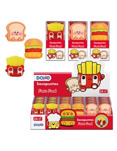 Dohe Présentoir de 24 Sacapuntas - 1 Orificio et Cuchilla de Acier - Avec Forma de Alimentos