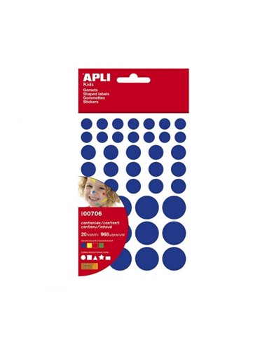 Apli Pack de 864 Gomets de Diferentes Couleurs, Formas et Tamaños - Adhésif permanent - Desarrollo Psicomotor - Qualité et Sécur