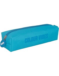 Dohe Colour Vibes Trousse Cuadrado - Fermeture zippée et Tirador de Goma - Couleur Bleu Cyan
