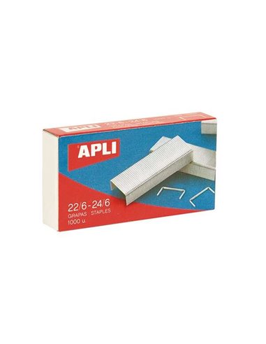 Apli Agrafes 22/6 - 24/6 Galvanizadas - Capacité de Grapado Aprox 20 Feuilles - Boîte de 1000 Agrafes
