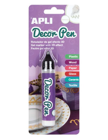 Apli Feutre de Gel 3D Métallisé - 25ml - Personaliza Facilmente Regalos, Objetos, Tarjetas, Detalles, Fotos, Carpetas - Couleur 