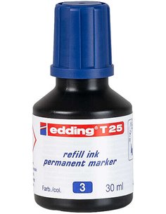 Edding T25 Bote de Recarga Pour Feutre Permanent - Capacité 30ml - Couleur Bleu
