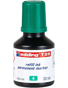 Edding T25 Bote de Recarga Pour Feutre Permanent - Capacité 30ml - Couleur Vert