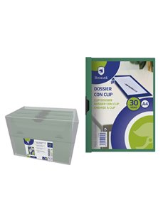 Bismark Dossier Pour 30 Feuilles A4 Avec Clip Metalico Latéral - Polipropileno Transparent - Couleur Vert