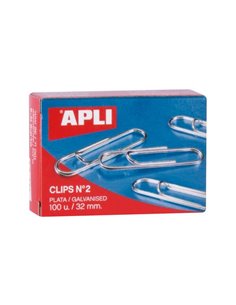 Apli Pack de 100 Clips Galvanizados nº2 32 mm