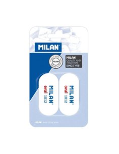Milan 1012 Pack de 2 Gomas de Borrar Ovaladas - Miga de Pan - Doux Caucho Sintetico - Couleur Blanc
