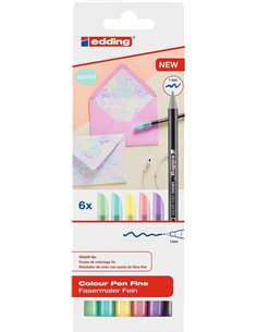 Edding 1200 Pastel Pack de 6 Feutres - Pointe Ronde - Trait 1mm - Encre Avec Base de Eau - Couleurs Pastel Assortis