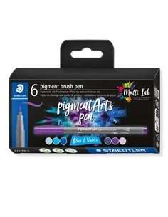 Staedtler 371 Pack de 6 Feutres Pointe de Pincel Doux - Couleurs Vivos et Brillantes - No Amarillea Avec le Paso du Tiempo - Nue