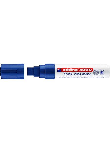 Edding 4090 Feutre de Tiza Liquida - Pointe Biselada - Trait entre 4 et 15mm - Olor Neutro - Couleur Bleu