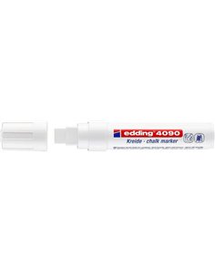 Edding 4090 Feutre de Tiza Liquida - Pointe Biselada - Trait entre 4 et 15mm - Olor Neutro - Couleur Blanc