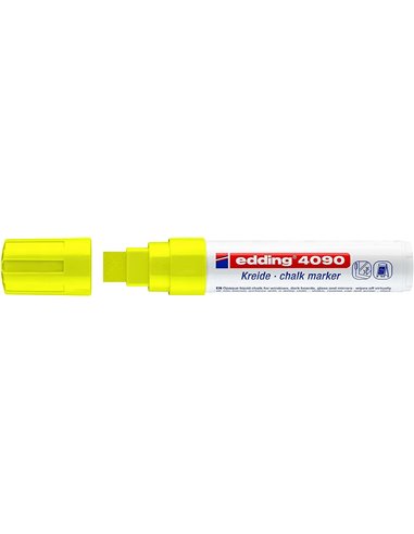 Edding 4090 Feutre de Tiza Liquida - Pointe Biselada - Trait entre 4 et 15mm - Olor Neutro - Couleur Jaune Neon