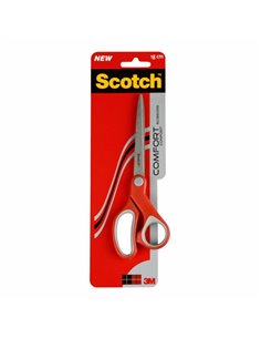 Scotch Comfort Ciseaux Ergonomicas 18cm - Acier Inoxydable - Design que Reduce la Fatiga - Couleur Rouge