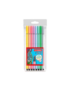 Stabilo Pen 68 Pack de 8 Feutres Acuarelables - Pointe de Fibre - Trait de 1mm aprox. - Encre à Base de Eau - Capuchon Ventilado